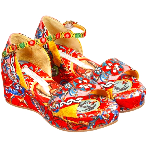 Dolce & Gabbana Majolica wedge sandals - Picture 1 of 6